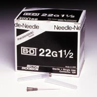 5038200 BD Regular Bevel Needles 22 Ga, 1.5", 100/Box, 305156