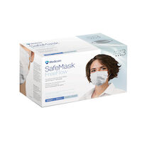 5250030 SafeMask FreeFlow Procedure Earloop Mask ASTM F2100 Level 3, 50/Box, White, 200514