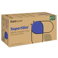 9589840 BeeSure SuperSlim Nitrile PF Gloves X-Small, SuperSlim, 300/Box, BE1145