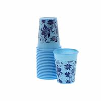 4952001 Monoart Plastic Cups Floral Lt. Blue, 200 ml, 100/Pkg.