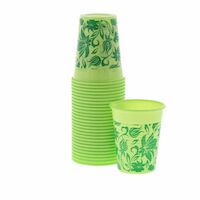 4952002 Monoart Plastic Cups Floral Lime, 200 ml, 100/Pkg.