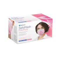 5250032 SafeMask FreeFlow Procedure Earloop Mask ASTM F2100 Level 3, 50/Box, Pink, 200516