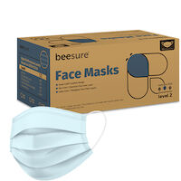 9549852 BeeSure Earloop Solid Color Masks Level 2 Blue, Solid Color, 50/Box, 2100B