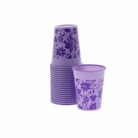 4952003 Monoart Plastic Cups Floral Lilac, 200 ml, 100/Pkg.