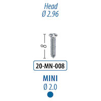496-0454  2.0 mm x 8 mm, Mini Screw, 20-MN-008 - 496-0454  2.0 mm x 8 mm, Mini Screw, 20-MN-008 - Image 1