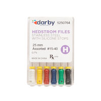 5250764 Hedstrom Files with Silicone Stops 25mm, Assorted #15-40, 6/Pkg.