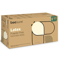 9549864 BeeSure Latex PF Gloves Small, 100/Box, 2816