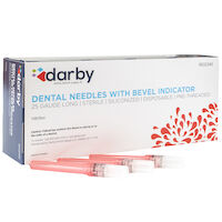 9532345 Dental Needles with Bevel Indicator Plastic Hub, Red, 100/Box, 25 Ga Long