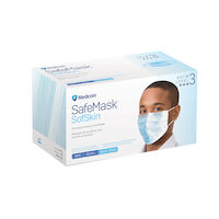 5250055 SafeMask Sof Skin Procedure Earloop Masks Blue, ATSM Level 3, 50/Box, 2087