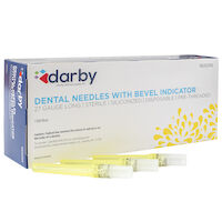 9532355 Dental Needles with Bevel Indicator Plastic Hub, Yellow, 100/Box, 27 Ga Long
