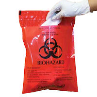 2211995 Waste Stick-On Bags Biohazard Waste, 2 mil Thickness, Red, 9" x 10", 100/Pkg., MRWB142316