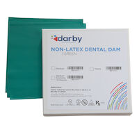 5255216 Polyisoprene Dental Dams 6" x 6", Medium, Green, 15/Box, 60