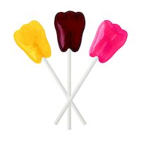 5250328 Dr. John’s Sweet Originals Classic Fruit Lollipops Tooth Shaped Tropical Fruit Flavor Assortment, 150/Pkg., DJC09