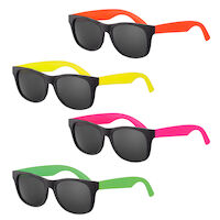 5254759 Sherman Kids Sunglasses Kids Classic Sunglasses w/ Neon Arms, 5" x 5", S70380, 12/Pkg